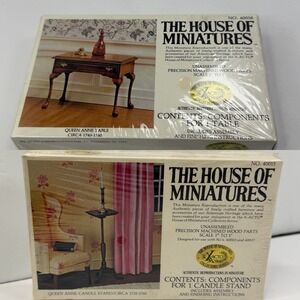 House Of Miniatures Lot Of 2 Queen Anne Table & Candle Stand Sealed